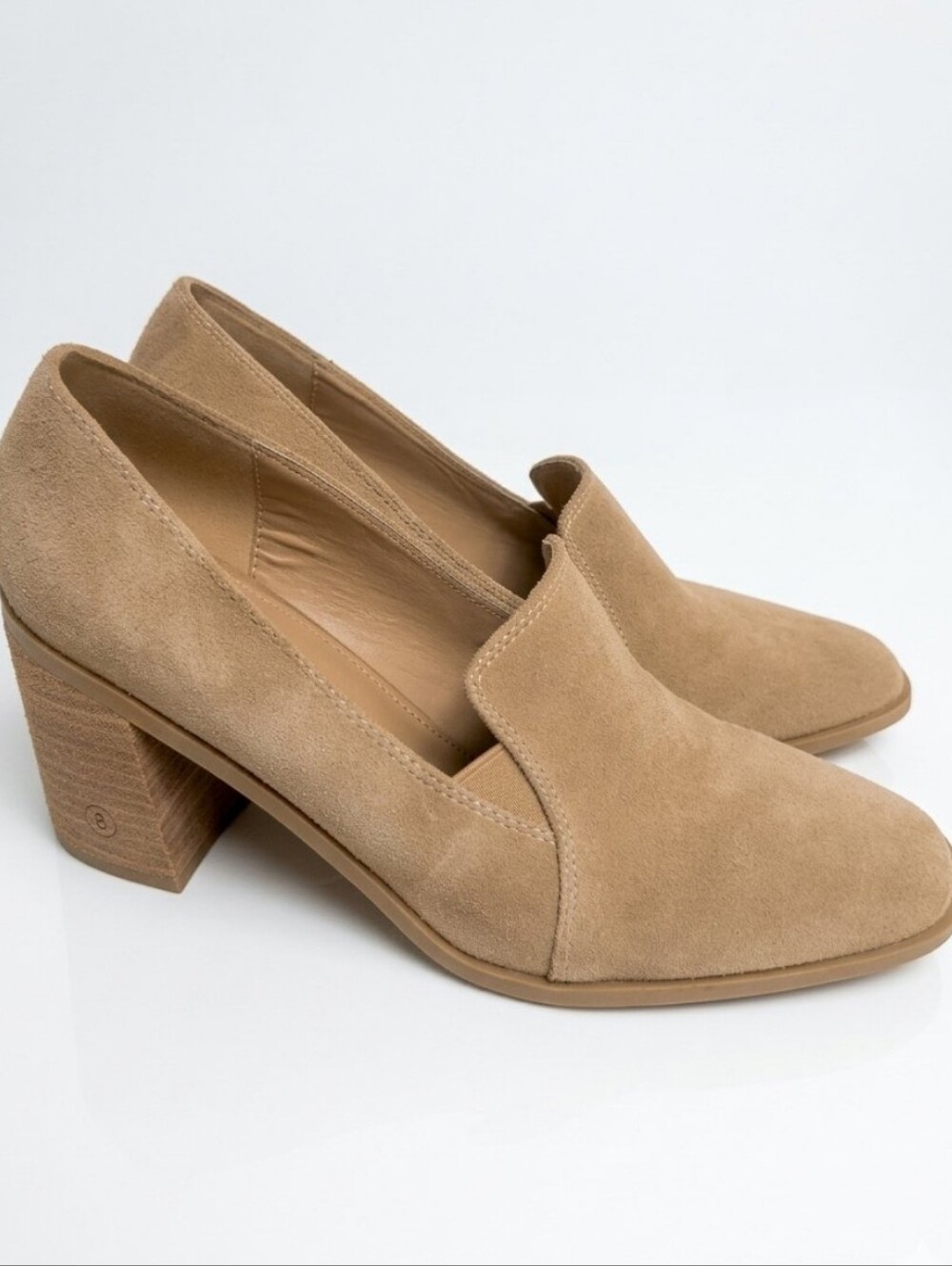 Joie Wevenly Tan Suede Leather Block Heel Loafers Women's Size 8